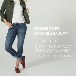 Riders by Lee Indigo Women's Fringe Cuff Boyfriend Jean, Mid Wash, Size 8